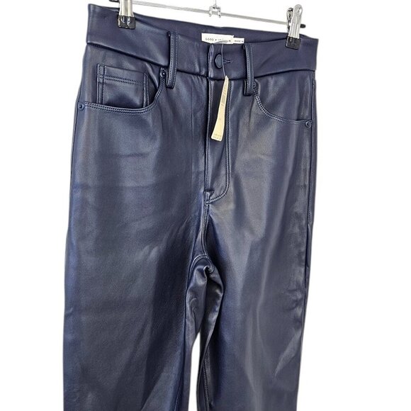 Good American Better Than Leather Faux Leather Pants, Blue, Straight Leg, Size 6 - Picture 10 of 10